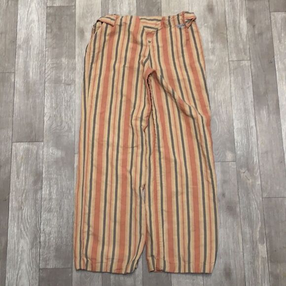 Womens‎ Calvin Klein Striped Flax Belted Wide Leg Cropped Pants - Picture 2 of 8